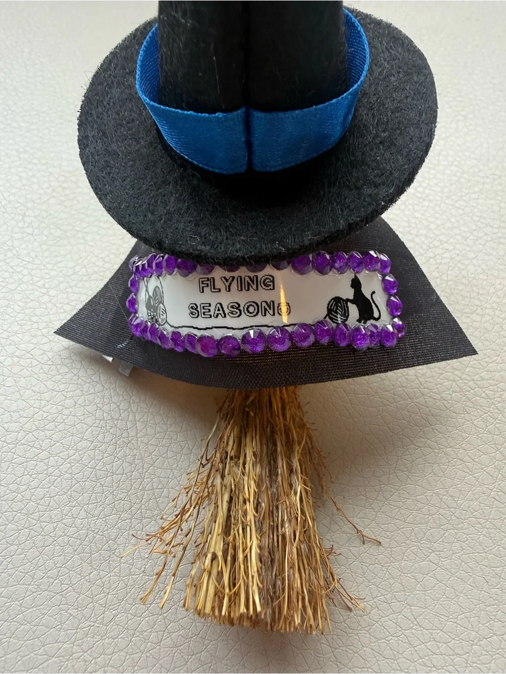 Yellow Rubber Duck Witch Toy with Black Hat and Purple Ribbon